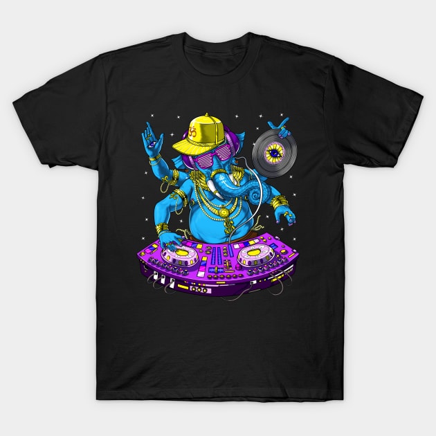 Ganesha Music DJ T-Shirt by underheaven